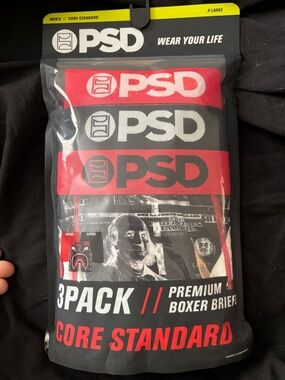 New PSD Men’s 3-Pack Boxer Briefs - Red, Black, Gray